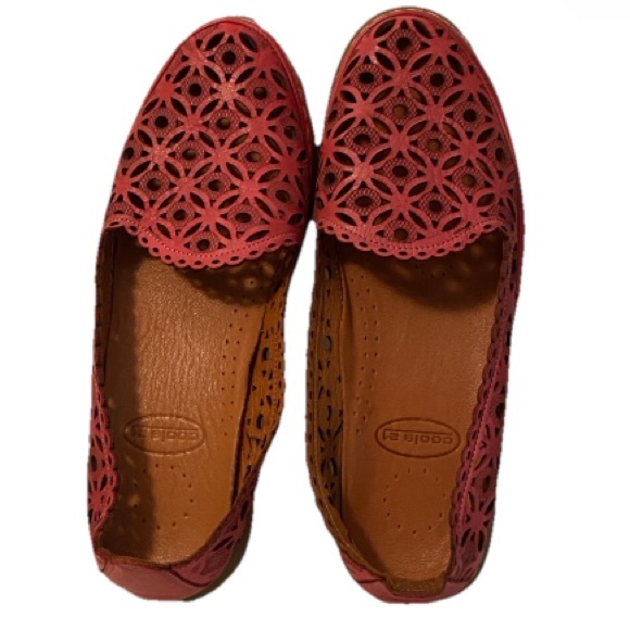 COOLS 21 Tumi Womens Laser Cut Leather Flat Shoes In Pink sz 39/8.5 - Picture 2 of 9